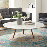 Lippa 48" Round Artificial Marble Coffee Table with Tripod Base Modway Model: eei-3669